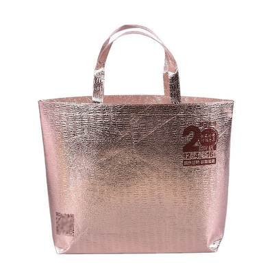 Bolsa portátil de embalaje laminado no tejido para comestibles y material de PP ecológico de oro rosa