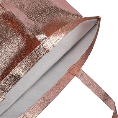 Bolsa portátil de embalaje laminado no tejido para comestibles y material de PP ecológico de oro rosa