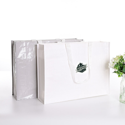 Bolsa de compras tejida de PP reutilizable para compras comerciales Impresión personalizada y ecológica