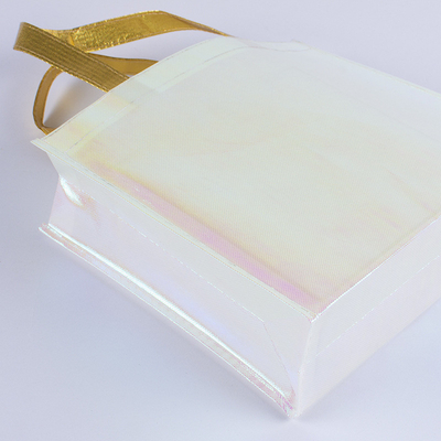 Exhibición Logotipo personalizado Bolso de Tote Iridescente Rosa Holográfico No Tejido para Regalo de Boda