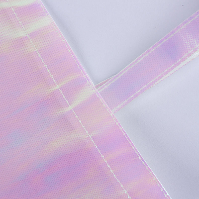 Exhibición Logotipo personalizado Bolso de Tote Iridescente Rosa Holográfico No Tejido para Regalo de Boda