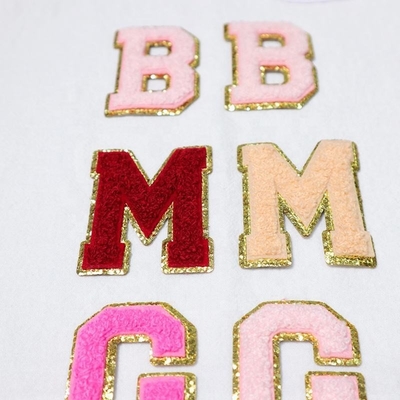 5.1cm 5.7cm 6.3cm 7cm Letras A-Z Parche Brillante plancha de plancha Chenille Brillante Letras Parche prenda