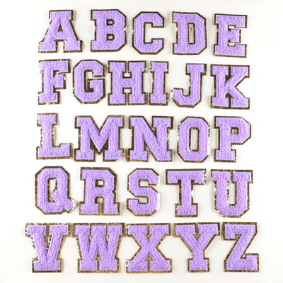 8 centímetros parches de letras de chenilia conjunto de alfabeto para ropa hierro personalizado en toalla de bordado