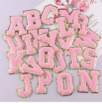 8 centímetros parches de letras de chenilia conjunto de alfabeto para ropa hierro personalizado en toalla de bordado
