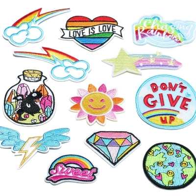Patches de bordado de hierro en costumbre Patches bordados de chenilla 3D Tejido tipo lienzo