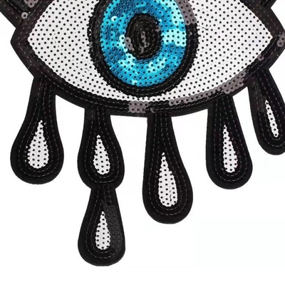 Tejido Twill adhesivo Aplique bordado parches para ropa de gran tamaño Malos ojos