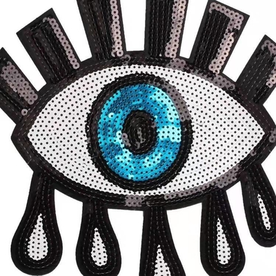 Tejido Twill adhesivo Aplique bordado parches para ropa de gran tamaño Malos ojos