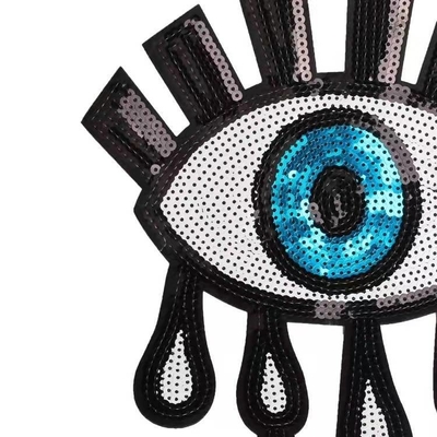 Tejido Twill adhesivo Aplique bordado parches para ropa de gran tamaño Malos ojos