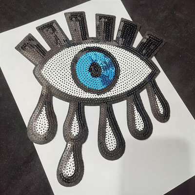 Tejido Twill adhesivo Aplique bordado parches para ropa de gran tamaño Malos ojos