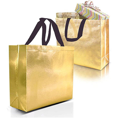Bolso de compras no tejido en diseño personalizado holográfico de metal plateado y colores Pantone