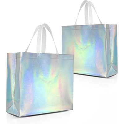 Bolso de compras no tejido en diseño personalizado holográfico de metal plateado y colores Pantone