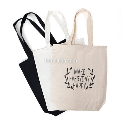 Exhibición Impreso a medida Eco reciclado Bolso de compras en blanco Plano de algodón orgánico con logotipo