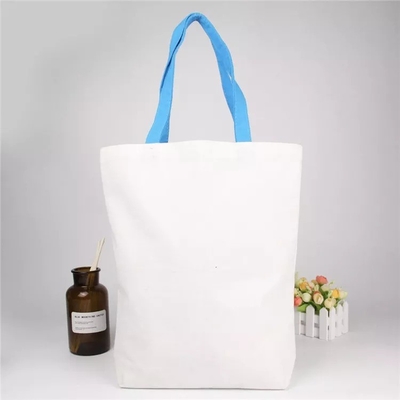 En blanco y claro Calico de algodón orgánico lienzo de comestibles de compras bolsa de bolsillo tamaño de logotipo personalizado Impreso