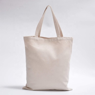 En blanco y claro Calico de algodón orgánico lienzo de comestibles de compras bolsa de bolsillo tamaño de logotipo personalizado Impreso