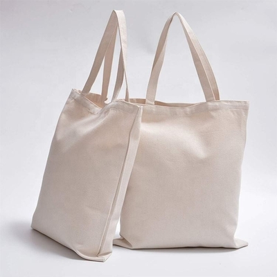 En blanco y claro Calico de algodón orgánico lienzo de comestibles de compras bolsa de bolsillo tamaño de logotipo personalizado Impreso