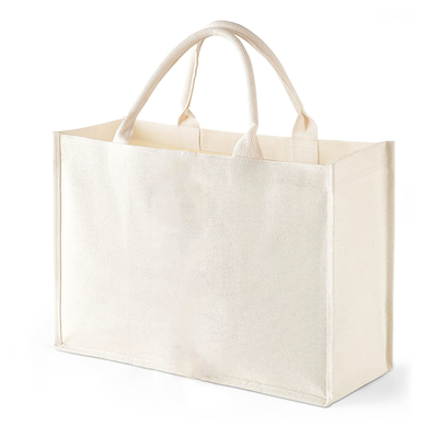 Bolsa de forma cuadrada Laminada de lienzo impermeable de algodón de compras Tote Bolsa de playa para la promoción
