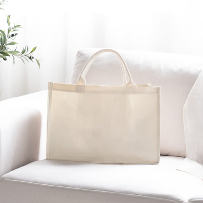 Bolsa de forma cuadrada Laminada de lienzo impermeable de algodón de compras Tote Bolsa de playa para la promoción