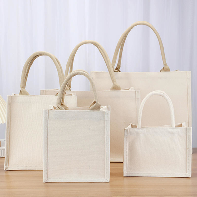 Bolsa de forma cuadrada Laminada de lienzo impermeable de algodón de compras Tote Bolsa de playa para la promoción