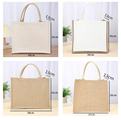 Bolsa de forma cuadrada Laminada de lienzo impermeable de algodón de compras Tote Bolsa de playa para la promoción