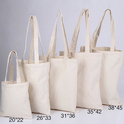 Bolso de algodón blanco y blanco con logotipo impreso personalizado para compras comerciales