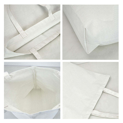 Bolso de algodón blanco y blanco con logotipo impreso personalizado para compras comerciales