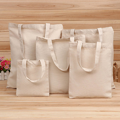 Bolso de algodón blanco y blanco con logotipo impreso personalizado para compras comerciales