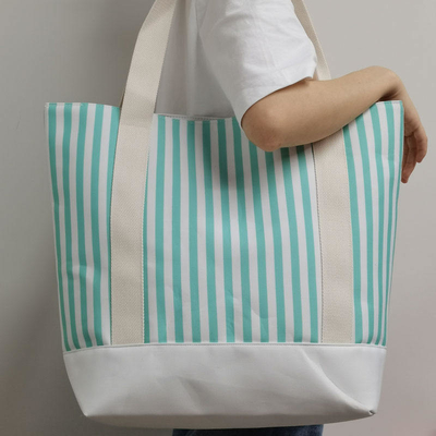 Bolso de hombro de compras de mercado grande Bolso de toque a rayas de lienzo ideal para compras de negocios