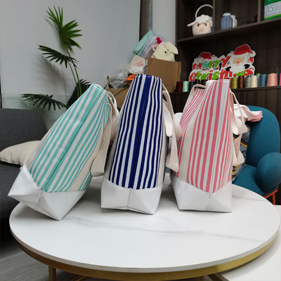 Bolso de hombro de compras de mercado grande Bolso de toque a rayas de lienzo ideal para compras de negocios