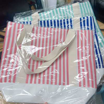 Bolso de hombro de compras de mercado grande Bolso de toque a rayas de lienzo ideal para compras de negocios