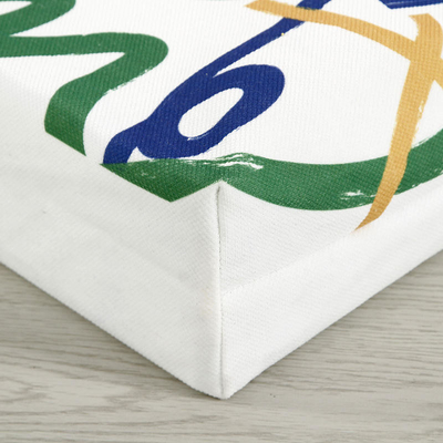Bolsa de compras de lienzo de color personalizada de gran capacidad con diseño y logotipo de cara sonriente