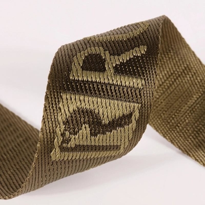 Logotipo personalizado Tejido Jacquard Cinturón Webbing en color negro para 38mm Nylon Cinturón de hombro