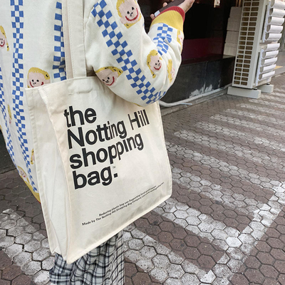 Logotipo personalizado Impreso Envases reutilizables de compras Bolsas de algodón con bolsillo interior