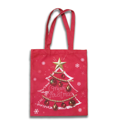 Bolso de compras de lienzo de algodón de poliéster tamaño de logotipo personalizable para regalo de Navidad OEM / ODM