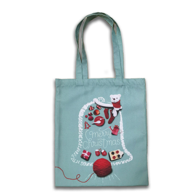 Bolso de compras de lienzo de algodón de poliéster tamaño de logotipo personalizable para regalo de Navidad OEM / ODM