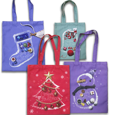 Bolso de compras de lienzo de algodón de poliéster tamaño de logotipo personalizable para regalo de Navidad OEM / ODM