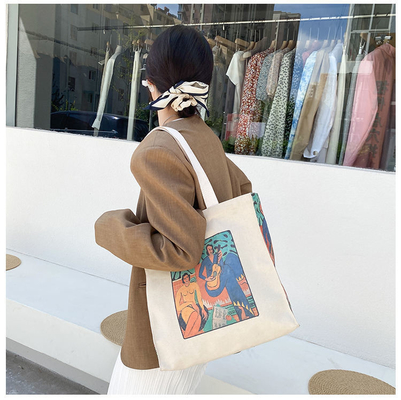OEM Bolso de compras de lona de algodón de trabajo pesado personalizado con diseño de logotipo personalizado