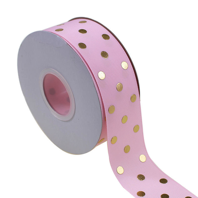OEM Aceptado 1.5 pulgadas Impresión personalizada de papel de oro Polka Dot Grosgrain cinta de 38 mm para el arco del cabello / envoltura de regalos