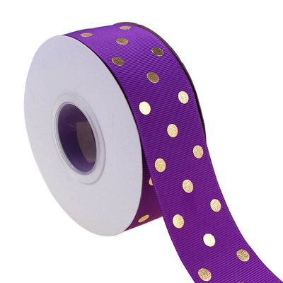 OEM Aceptado 1.5 pulgadas Impresión personalizada de papel de oro Polka Dot Grosgrain cinta de 38 mm para el arco del cabello / envoltura de regalos