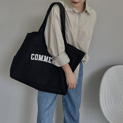 Bolsa de toque de lienzo de gran tamaño ecológica para compras Logotipo personalizado y OEM / ODM aceptable