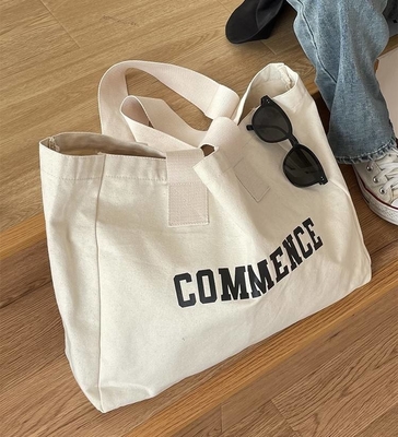 Bolsa de toque de lienzo de gran tamaño ecológica para compras Logotipo personalizado y OEM / ODM aceptable