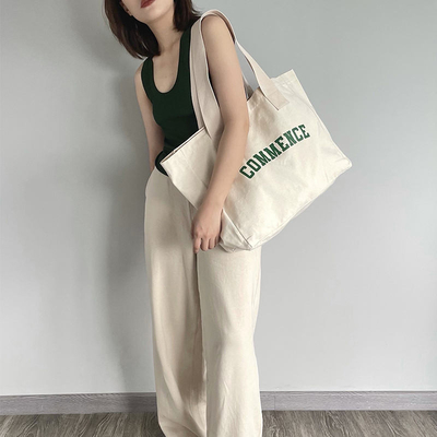 Bolsa de toque de lienzo de gran tamaño ecológica para compras Logotipo personalizado y OEM / ODM aceptable