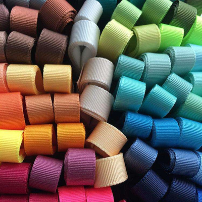 6mm-40mm 196 opciones de color personalizadas banda de poliéster de grano grueso cinta en tela de satén