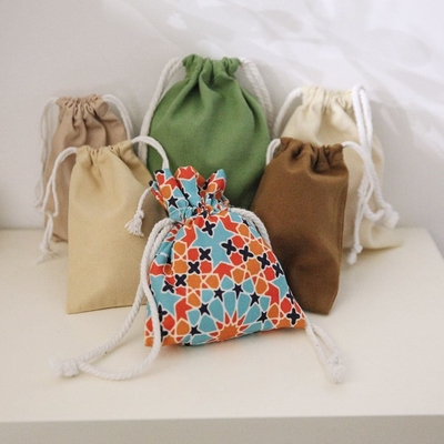 Bolso de mano de tela de algodón de doble cuerda de bolso de polvo de cuerda