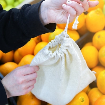 Bolso de mano de tela de algodón de doble cuerda de bolso de polvo de cuerda
