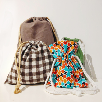 Bolso de mano de tela de algodón de doble cuerda de bolso de polvo de cuerda