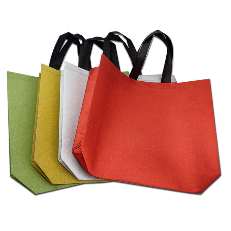 Tipo de corte a presión Reutilizables impermeables PP tejidos bolsas de compras laminadas con logotipos personalizados