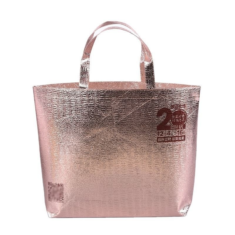Bolsa portátil de embalaje laminado no tejido para comestibles y material de PP ecológico de oro rosa