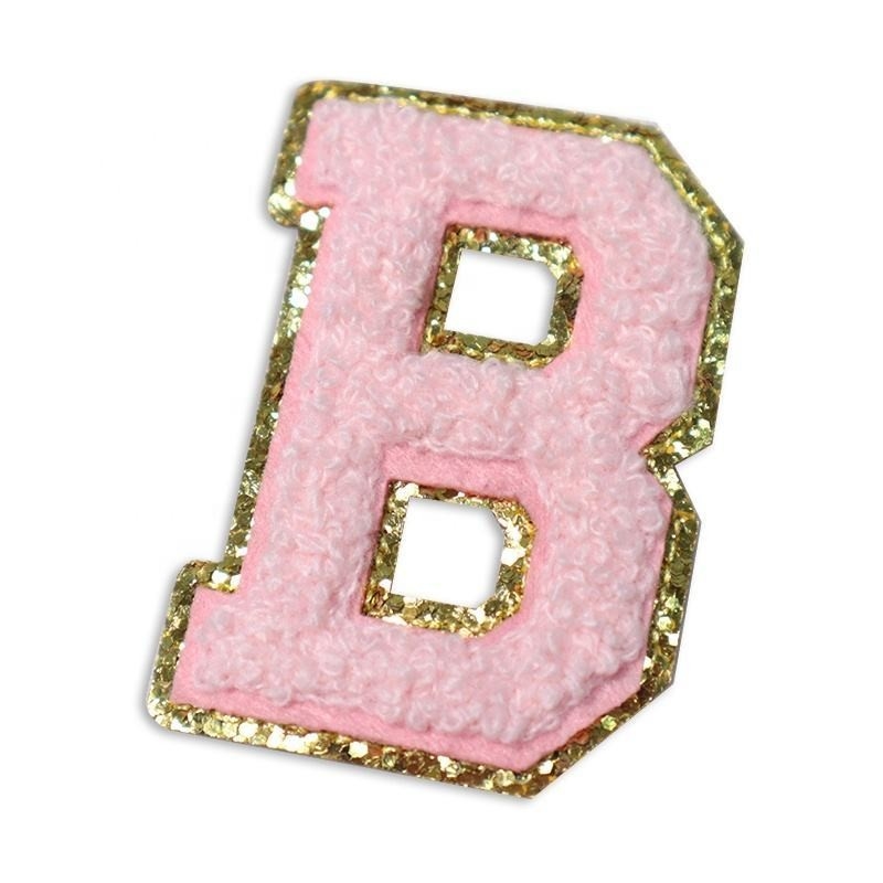 5.1cm 5.7cm 6.3cm 7cm Letras A-Z Parche Brillante plancha de plancha Chenille Brillante Letras Parche prenda