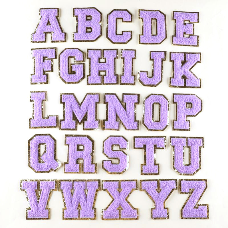8 centímetros parches de letras de chenilia conjunto de alfabeto para ropa hierro personalizado en toalla de bordado