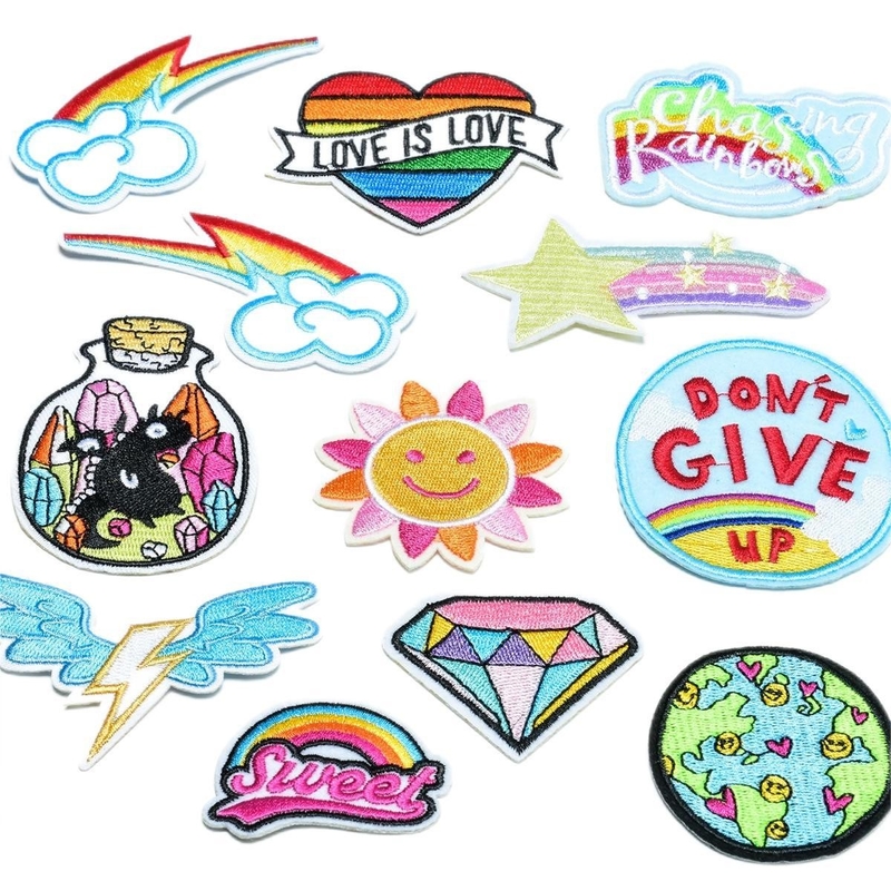Patches de bordado de hierro en costumbre Patches bordados de chenilla 3D Tejido tipo lienzo